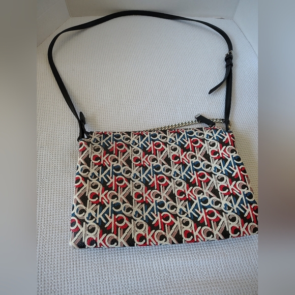 Calvin Klein Red and Blue Patterned Crossbody Bag